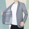 Summer Sun Protection Suit Jacket Men Casual Ice Silk Tops Solid Coat Single Breasted Pocket Blazer Korean Fashion Clothes 2023.