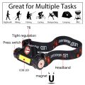 Portable Mini High Power Led Headlamp Built-In Battery T6+Cob Usb Rechargeable Headlight Waterproof Head Torch Head Lamp - Torch Light. 
