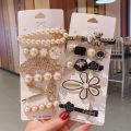 Superb Versatile -Black Korean Hair Clips Women Girls Crystal Rhinestone Pearl Hair Clip Elegant Hair Accessories- Avant-garde. 
