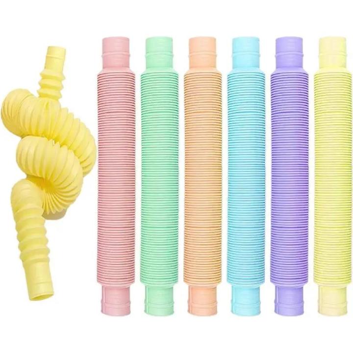 6pcs Mini Pop Tubes Sensory Fidget Toys Colourful Sensory Toys Pipes Pull Tubes Stretch Tubes Pastel for Toddler Baby Kids