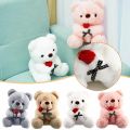 25cm Kawaii Bear With Rose Plush Toy Stuffed Animal Dolls I Love You For Girl Friend Birthday Gift Romantic Present Wholesale.