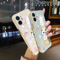 Chenyyka For Samsung galaxy A04 M04 F04 A04E A03 Core A03S Case Cartoon Cute Animal Luxury Plating Side Edge Pattern Shockproof Phone Cases Soft Silicone Square Camera Lens Protection Cover. 