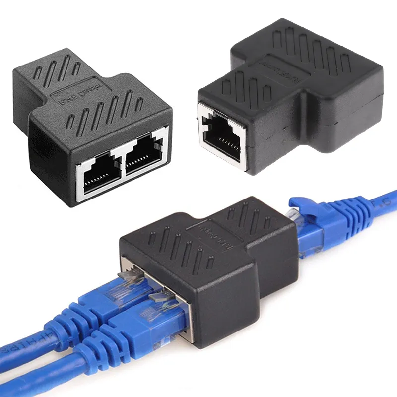 RJ45 To 1/2 LAN Ethernet Network Cable Female Splitter Adapter Connector  Splitter Extender Plug Network Tee Head Connection