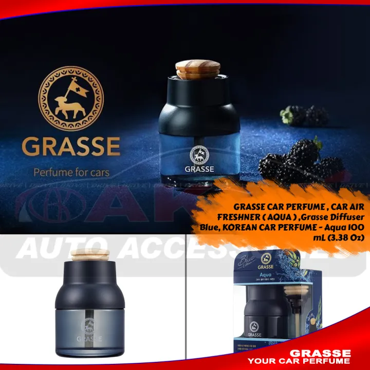 GRASSE CAR PERFUME , CAR AIR FRESHNER ( AQUA ) ,Grasse Diffuser Blue, KOREAN CAR PERFUME - Aqua 100 mL (3.38 Oz)