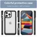 tzmar for iPhone 15 Pro Candy Color Hard Case Transparent Shockproof Back Phone Cover.
