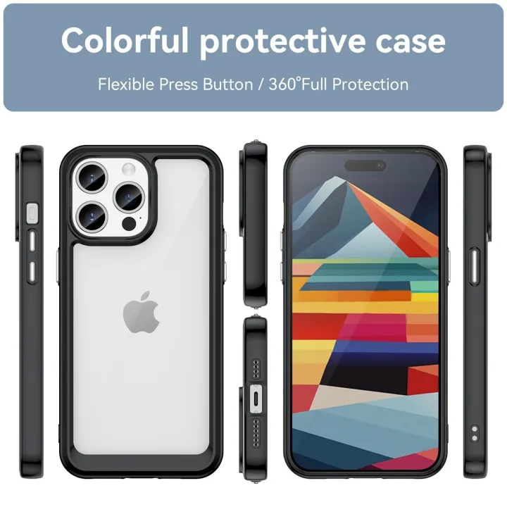 tzmar%20for%20iPhone%2015%20Pro%20Candy%20Color%20Hard%20Case%20Transparent%20Shockproof%20Back%20Phone%20Cover%20-%20Image%206