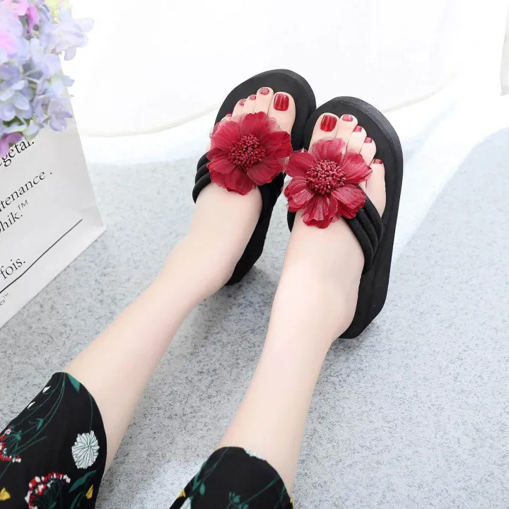 36-41/%20Korean%20Style%20Wedges%20Women's%20Ladies%20Summer%20Flower%20Home%20Wedges%20Beach%20Shoes%20Sandals%20Flip%20Flops%20Slippers%20-%20Image%205