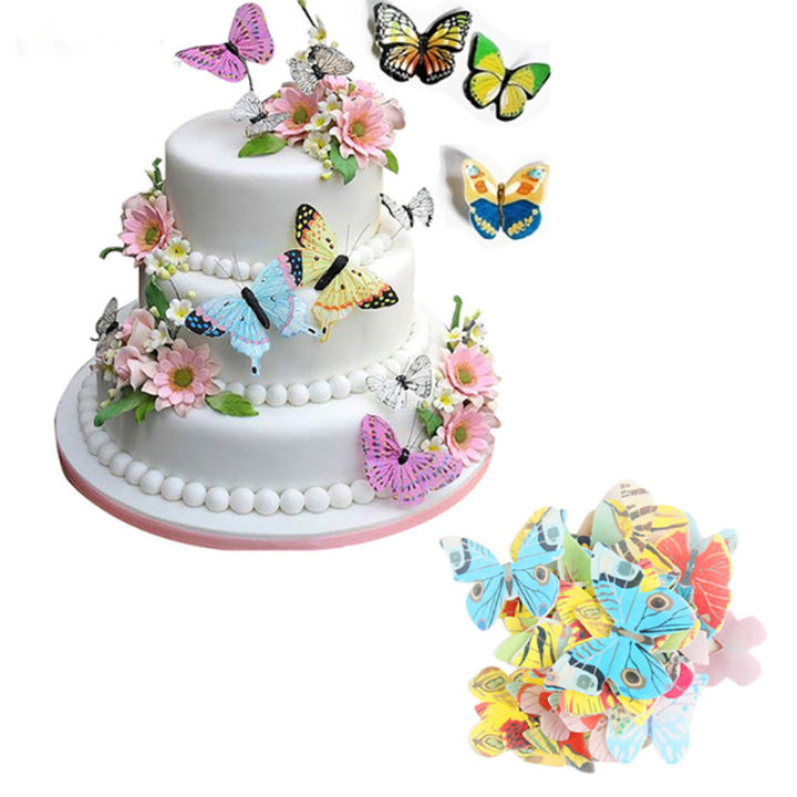42pcs Mixed Butterfly Edible Glutinous Wafer Rice Paper Cake Cupcake