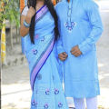 Block Print Dhupian Saree and Dhupian Punjabi for Combo Couples Clothing. 