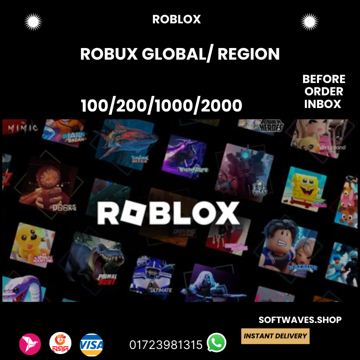 Roblox Robux Global Games online Redeem code PC/Phone gift Cards Bangladesh