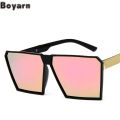 Boyarn  Trend Large Frame Sunglasses Retro Square Sunglasses Men's And Women's Color Film Mercury Sunglasses. 
