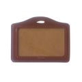 PU Leather Horizontal ID Card Holder - Brown. 