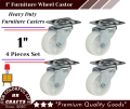Universal Swivel Casters 1" 4PC-Furniture Wheel Castor White PP- Nylon Dual Roller Wheel For Platform Trolley Chair Fixed Swivel. 