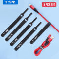 TOPK 5 In 1 Velcro Strap Cable Organizer Tool Reusable Self Adhesive Organize Desktop Cable Earphone Cord Wire Winder Cable Management Wire 12.9cm Cable Protector. 