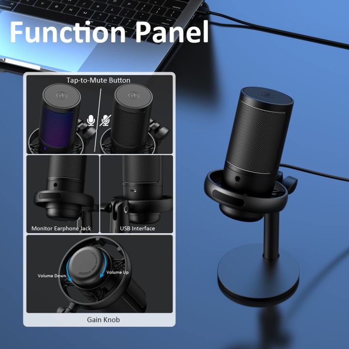BOMGE%20PC%20Gaming%20Microphone,%20Condenser%20Microphone%20with%20Quick%20Mute,%20RGB%20Light,%20Pop%20Filter,%20Shock%20Mount,%20Gain%20Knob%20and%20Monitor%20Jack%20for%20Recording,%20Streaming,%20Podcasting,%20YouTube%20-%20Image%206