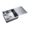 italian Style Above Counter 201 Stainless Steel Kitchen Sink With Drainboard Tray.