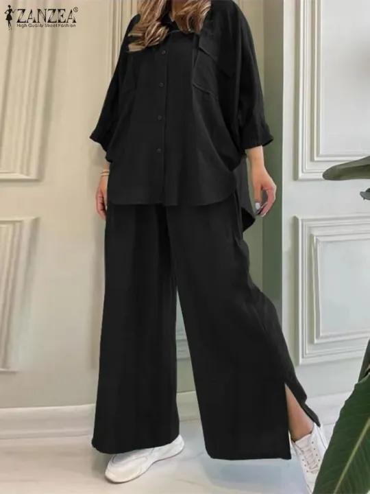 Women%20Casual%202PCS%202023%20Autumn%20Solid%20Pant%20Sets%20Pocket%20Lapel%20Shirt%20Outfit%20Tracksuit%20-%20Image%202