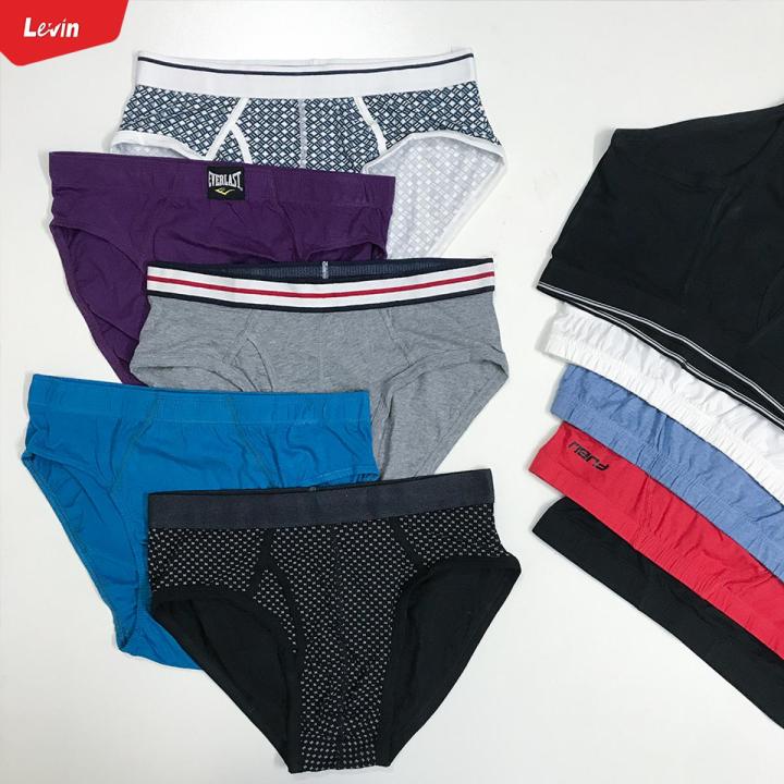 Pack of 10 Pcs Men's Assorted Multicolor Cotton Underwear Briefs From Levin
