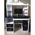 Black & White Computer Desk With Drawers and Bookshelf Layer /computer table plus study table with home office use simple modern multifunctional writing desks by Nice Furniture. 