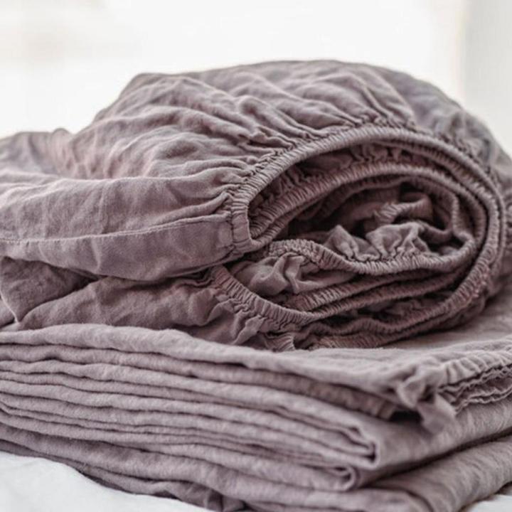 100% Washed Linen Sheet Natural France Flax Bed Sheets Shrink Resistant Breatherable Ultra Soft Farmhouse Bedding 1 Piece TJ8093