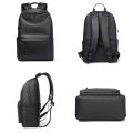 PU Leather Backpack For Men High Quality Business Travel Bag Solid Color Rucksack Unisex Simple Bagpack Holds 15.6 Inches Laptop.
