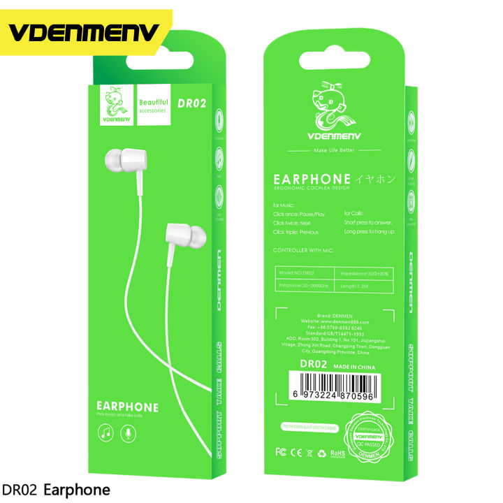 VDENMENV DR02 Headphone 1.2Meter Plastic Housing Contoller with Mic