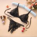 Women's Lace Underwear Set Bra Mesh Lace Print Three Point Underwear Set.