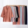 Women relax wear Pajama Robe Sets Cotton crepeTops+ Pants 2 Pieces Sets Casual Trouser Home wear Suits Nightgown. 