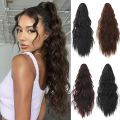 40CM Synthetic Ponytail Extension Wavy Curly Hair Claw Clip on Ponytail Hair Extension Heat-Resistant False Hairpiece.