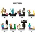 8pcs/set Minecraft Figures Building Steve Alex Wither skeleton Zombie Blocks Bricks For Children Gift Toys X0127.