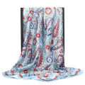 Iran Dubai Casual Headscarf 90*90Cm Large Square Scarf Retro Small Cashew Print Silk Scarf Women's Bawal. 