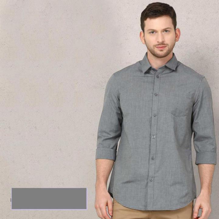 Deep Grey Cotton Casual Shirt For Men - Shirt For Men - Shirt