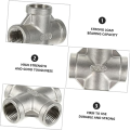 4Pcs Four-Way Joint Stainless Steel Hose Garden Hose Tube Connector Silver Water Tube Head Easy to Use.