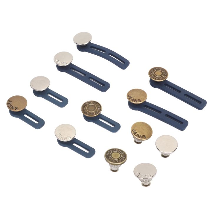জামাকাপড়ের বোতাম 12Pcs প্যান্ট বোতাম এক্সটেন্ডার ডিটাচেবল অ্যালয় সফট সিলিকন রিং এক্সটেন্ডার বোতাম ট্রাউজার্স স্কার্টের জন্য সেট