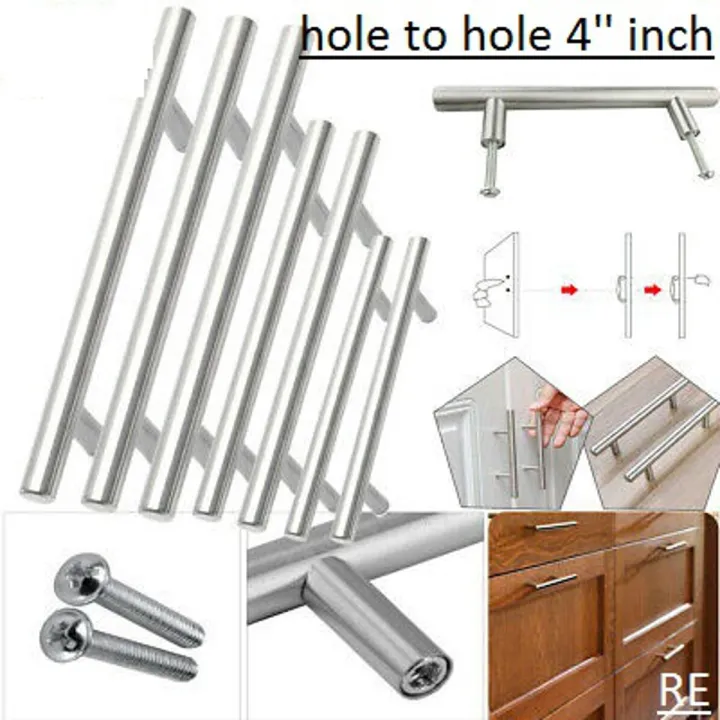 20 pcs 4'' /Drawer, Cabinet Handle / Hollow Tube T-Bar Stainless Steel Furniture Door Handles Brushed Nickel Drawer Pulls