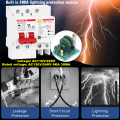 RCD RCCB Residual Current Circuit Breaker 30mA Earth leakage Lightning Protection Surge Protector SPD 20KA10A 16A 32A 63A 40A.