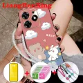With tempered glass for casing Infinix Smart 8 Tecno spark go 2024 hot 40I spark 20 spark 20C 5G 2023 phone case back cover softcase shockproof cover new design aesthetic cartoon bear ddmxx01. 