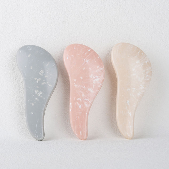 【Funny Bunny Toy Store】Marbled Soft Tooth Anti-static Brush Handle Entangle Detangling Comb Shower Massage Comb Salon Styling Tool