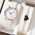 2pcs Set New Watch Women Fashion Casual Leather Belt Watches Simple Ladies Round Dial Quartz Wristwatches Dress Clock. 