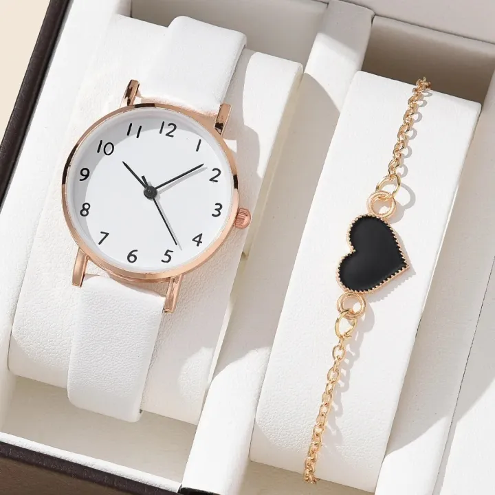 2pcs%20Set%20New%20Watch%20Women%20Fashion%20Casual%20Leather%20Belt%20Watches%20Simple%20Ladies%20Round%20Dial%20Quartz%20Wristwatches%20Dress%20Clock%20-%20Image%203