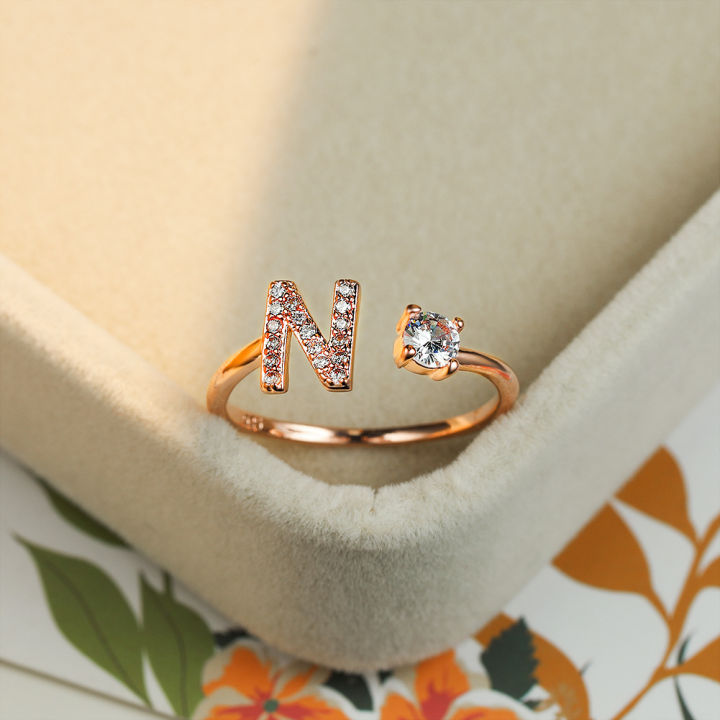 Cross%20border%20amazon%20new%20rose%20gold%20letter%20white%20diamond%20open%20ring%20hand%20ornament%20men's%20and%20women's%20personality%20unique%20ring%20wholesale%20-%20Image%204