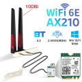 2 x 6/10Dbi Antenna Set Intel AX210 Wifi Card 2.4GHz 5GHz Dual Band M.2 MHF4 Extension Cable To WiFi RP-SMA For AX200 Adapter. 