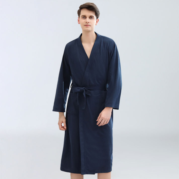 Gent's%20Comfortable%20Plus%20Size%20Water-Absorbing%20Quick-Drying%20Spa%20Sweat%20Bathrobe%20Couple%20Robes%20Pajamas%20Thin%20Kimono%20Waffle%20for%20Men%E2%80%99s%20-%20Image%203