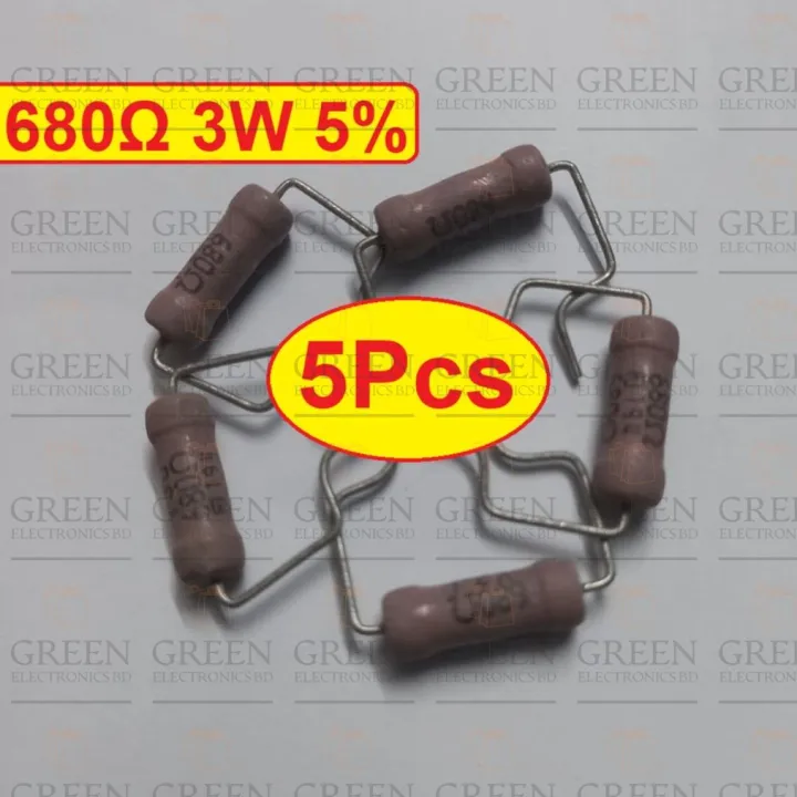 5Pcs%203W%20680%20Ohm%20Resistor%20Metal%20Oxide%20Film%20Resistors%20Flameproof%20Power%203%20Watt%20680%20Ohm%20Metal%20Oxide%20Resistors%205%25%20Tolerance%20Passive%20Components%20-%20Image%202