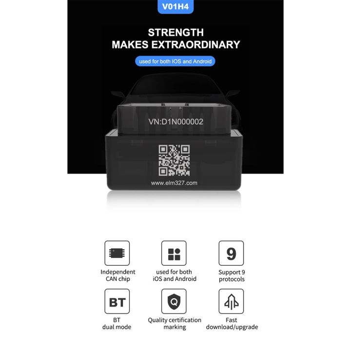 Mini ELM327 V1.5 OBD2 Code Reader Bluetooth 4.0 OBD 2 II Scanner V01H4 OBDII Car Diagnostic Scan Tool For iOS Android Windows