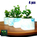 Square Marble design Mini Cement Pot with Artificial Plant – Stylish Home & Office Table Décor.