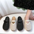 Women's Summer Slip-On Sandals Red All-Match Flat Shoes Women New Fashion Fur for Slippers. 