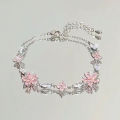 Fashion Cherry Blossom Bracelet For Women Girls Shiny Flower Bowknot Charm Bracelets Bangles Party Jewelry Accessories Gifts Qoddess.