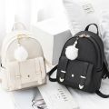 Women's Mini Backpack Luxury PU Leather Backpack Cute Graceful Bagpack Small School Bags for Girls with Ball Pendant.