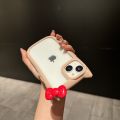 Sroof Case For iPhone 11 12 13 14 15 Pro Max New Cat Ear Simple and Creative Trendy 3D Cute Red Bow phone case back cover.